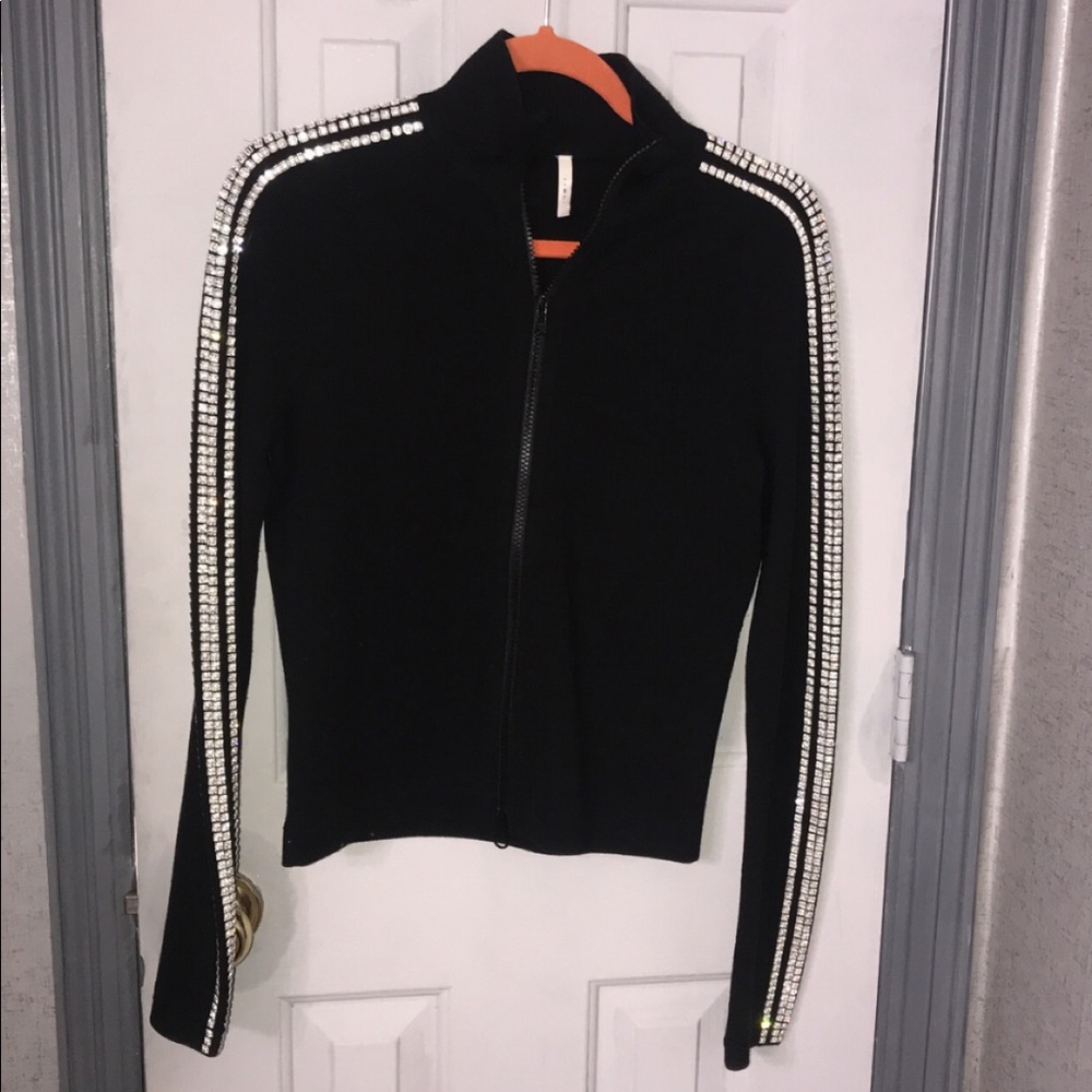 Black Diamond Studded lISLI Zip Up Wool Jacket MED
